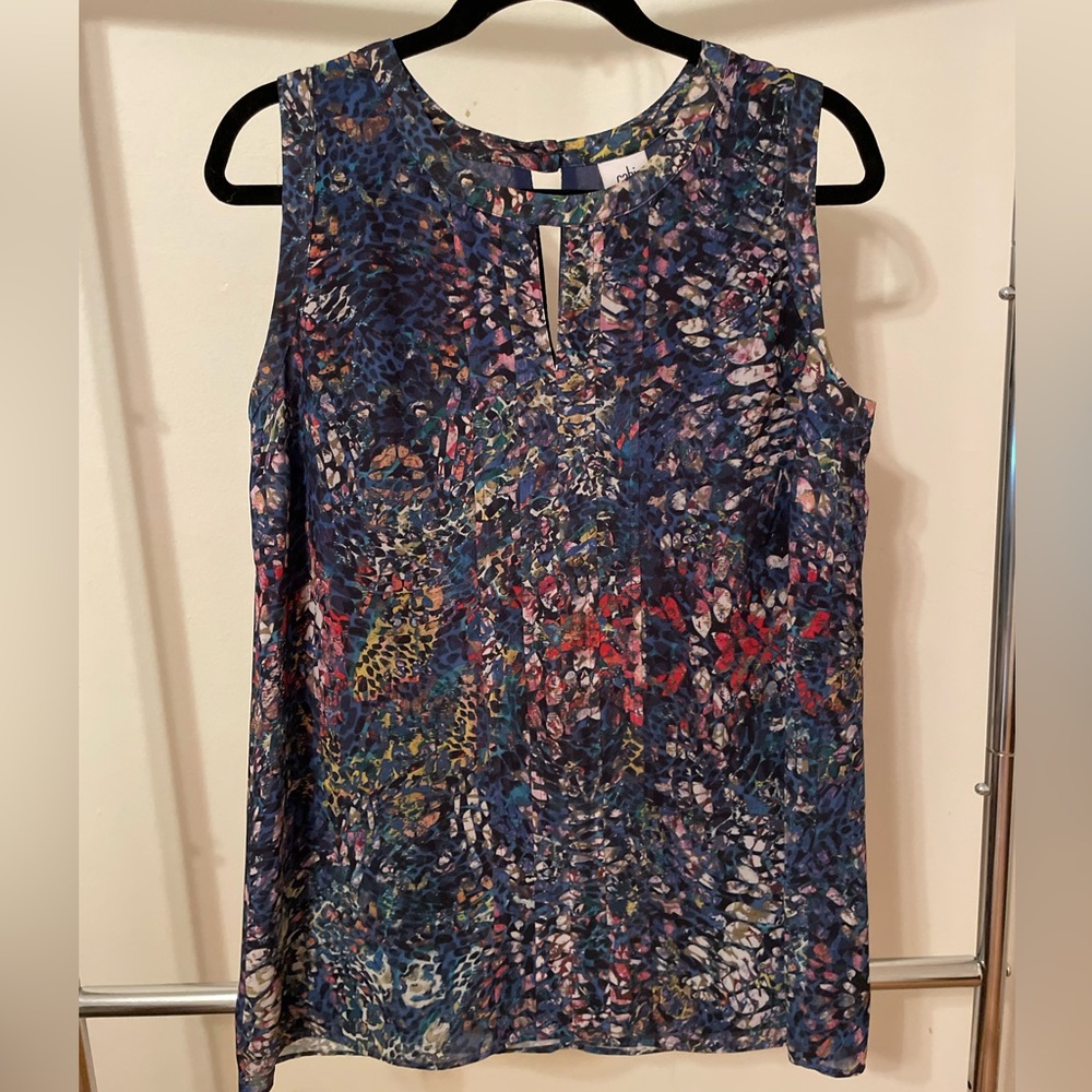 CAbi Blue and Pink Relaxed Sleeveless Tank Top